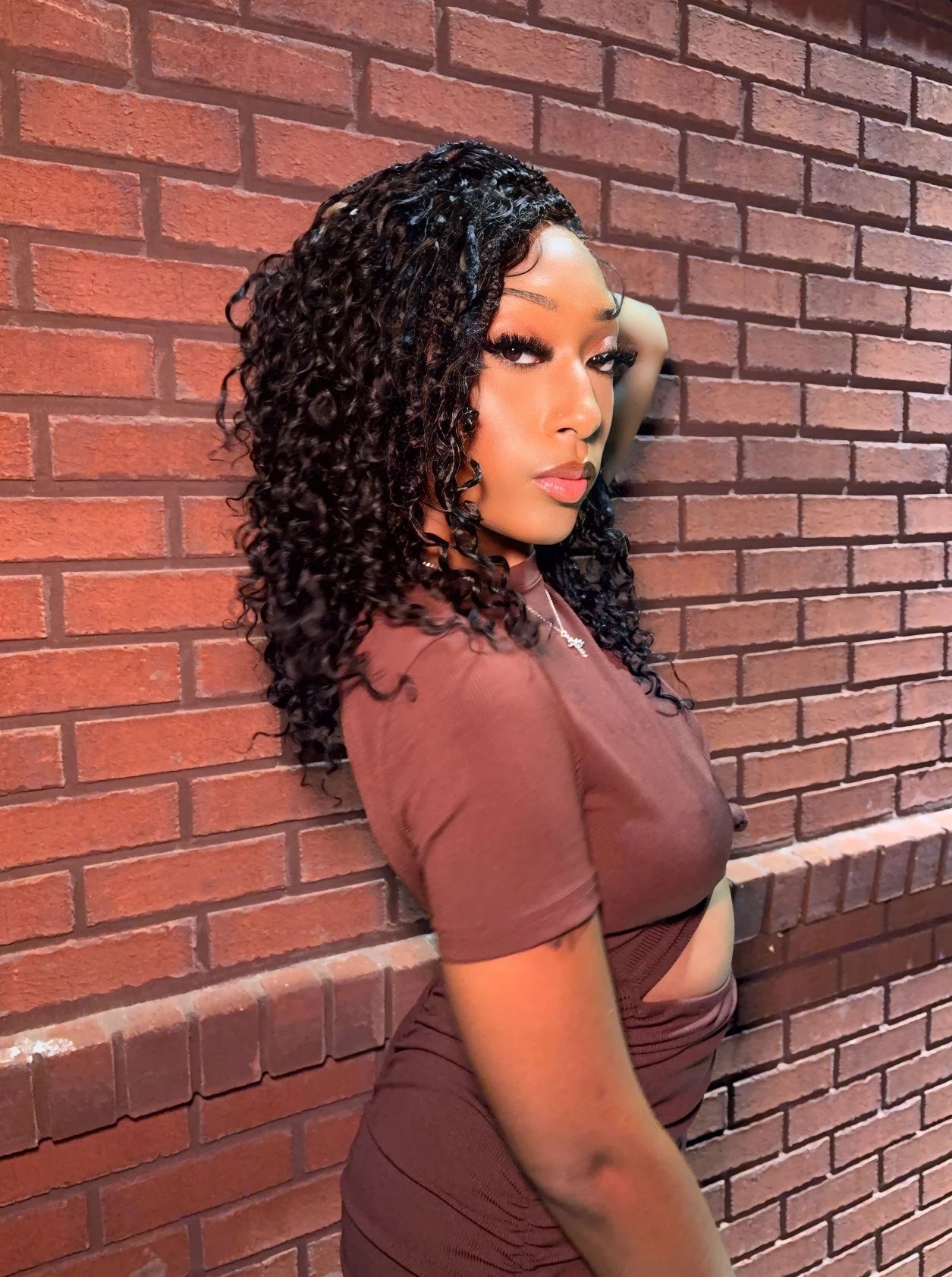 Essential Choice: 16-36\" Human Hair Boho Curls Hand Tied Swiss HD Full Lace Knotless Braided Wig